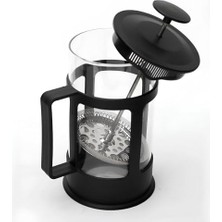Naque Kanji 350 ml Cam French Press – Isıya Dayanıklı Cam, Paslanmaz Çelik Filtreli, Siyah Renkli Kahve ve Bitki Çayı Demliği