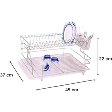 Naque Metal Iki Katli Paslanmaz Krom Bulasiklik Tezgah Ustu Bulasik Kurutma Sepeti