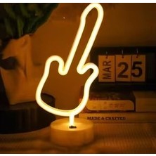 Sb Shopping Neon Gitar Masa Lambası Pil+Usb