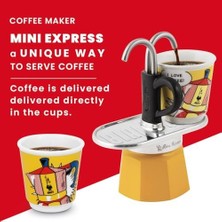 Naque Bialetti - Set Mini Express: Ocak Üstü Espresso Pişirici + 2 Cups - Lichtenstein Serisi