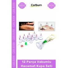 Carlburn #hacamat Dayanıklı Ergonomik Silikon Masajlı Aparatı 12 Parça Vakumlu Hacamat Kupa Çkme Seti