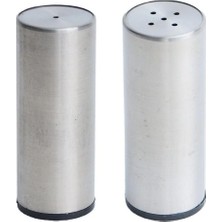 Naque Çelik Tuzluk ve Karabiberlik Seti, 304 Çelik, Gümüş, 8x3 Cm, Çevir Aç Doldurmalı, 2 Parça