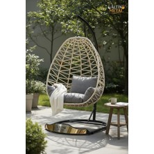 Baresmu Essal Serisi Tek Kişilik Bahçe Salıncağı | Rattan Görünümlü Ayaklı Salıncak 150 kg