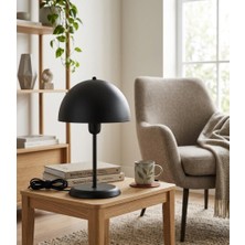 D-Light Solo Mantar Tasarım Siyah Abajur 25 cm