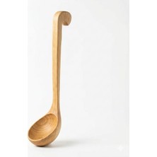 Naque Ahşap Çorba Kepçesi ve Servis Kaşığı - Doğal Şimşir Görünümlü El Yapımı Tahta Kaşık, Mutfak Servis Seti Gereci, Sos ve Çorba Karıştırma Kaşığı, Kancalı Askı Tasarımlı