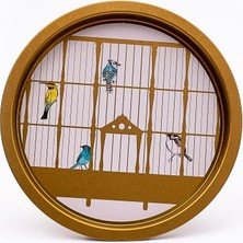 Naque EVLE-EE197-T7 Bird Cage Desenli Yuvarlak Tepsi 32 cm (Bird Cage)