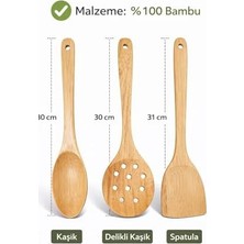 Naque Doğal Bambu Ahşap Mutfak Kaşık ve Spatula Seti, Isıya Dayanıklı, Tava Çizmeyen, Ergonomik Saplı, Çevre Dostu Ahşap Mutfak Gereçleri, Kızartma, Sote, Makarna ve Yemek Karıştırma Için Uygun 3’lü Set