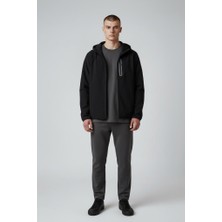 Exuma 2112015 Erkek Fermuarlı Kapüşonlu Sweatshirt - Siyah