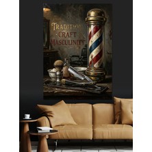 Özgürce Modern Barber Shop Dekoratif Kanvas ve Mdf Ahşap Tablo