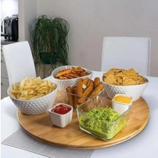 Naque Orret Home 360° Dönebilen 34 cm Bambu Ahşap Pizza, Peynirebilen ve Sunum Tepsisi – Çok Amaçlı Döner Servis Tahtası, Çerezlik & Sunumluk, Şık ve Dayanıklı Ahşap Sunum Ürünü (Klasik)