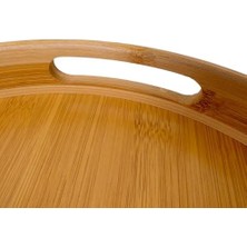 Naque Deconox 35CM Yuvarlak Bambu Servis Tepsisi, Ahşap Yuvarlak Tepsi, Bambu Tepsi (35CM*35.CM*6CM)