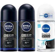 Naque Men Erkek Roll On Deodorant Deep Dimension 72 Saat Anti-Perspirant Koruma (50 Ml) X2 + Kadın Roll On Deodorant & Invisible Pure 48 Saat Anti-Perspirant Koruma (50 Ml)