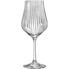 Naque Bohemia Tulipa Optic Kırmızı Şarap Kadehi, Kristal Cam, 450 Ml, 6'lı Set