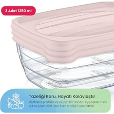 Naque Hobby Life Trend 3'lü Dikdörtgen Saklama Seti – Modern, Istiflenebilir ve Gıda Dostu Mutfak Organizer (Pudra)