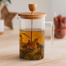 Naque Cam French Press – Isıya Dayanıklı, Bambu Kapaklı, Paslanmaz Çelik Filtreli, Şık ve Dayanıklı Kahve & Çay Demliği 1000ML (1 Litre)