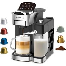 Naque Ox-Pro2 Espresso Kahve Makinesi 20 Bar Kapsül & Öğütülmüş Kahve, Süt Köpürtücü Latte Cappuccino