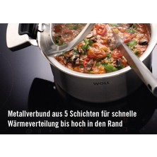 Naque Woll Concept Pro 6 Parçalı Tencere Seti Endüktif - Tüm Ocak Türleri Için Uygundur, Paslanmaz Çelik, 220°'YE Kadar Fırına Dayanıklı, Gümüş, 24 cm