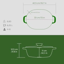 Naque Lava Döküm Oval Tencere Döküm Demir Kapak Experience Majolik Serisi Ölçü 24X33CM.