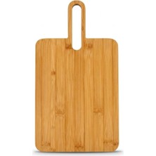 Naque Bambu Kesme Tahtası, Doğal Bambu Malzeme, Saplı Tasarım, Servis Tepsisi, 36X20 Cm, Peynir Sunum Tahtası