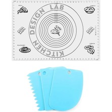 Naque 2'li Set Beyaz 45X65 cm Silikon Hamur Açma Matı ve Şekillendirme Seti 3’lü