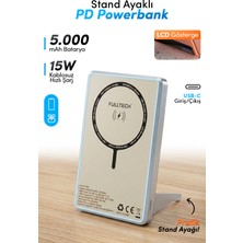 Fulltech FP49 5000 Mah Magsafe Uyumlu Kablosuz Powerbank Mavi 15W Hızlı Şarjlı Taşınabilir Şarj Cihazı