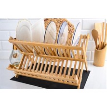 Naque Kitchen Serisi Bambu Katlanabilir Tabaklık - Bulaşıklık 47X32 cm