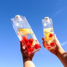 Naque Süt Kutu Tasarımlı Su Kahve Içecek Şişesi | Cam Değildir | Kahve ve Sunum Bardağı ve Matarası 500-600ML