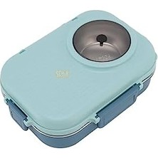 Naque Vagonlife Bento 1100ML Lunchbox Tek Katlı Çelik Sefer Tası Kaseli Yemek Kutusu (Turkuaz)