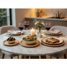 Naque 3'lü Bambu Sunum Tabağı Seti - 18CM 23CM 30CM Yuvarlak Servis Tabağı - Mutfak ve Sofra Düzenleyici