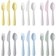 Naque Ikea 704.613.85 Kalas 18 Parça Sofra Takımı Seti, Karışık Renkler, Bir Çocuğun Yiyecekleri Kesmesi ve Bölmesi Daha Kolay, Çocukların Küçük Ellerinde Tutması Kolay, Bıçağın Tırtıklı Kenarı Vardır