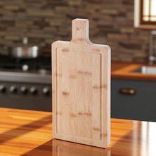 Naque Deconox Kalın Bambu Kesme Tahtası - Büyük Boy Antibakteriyel Yıkanabilir Doğrama Tahtası (40X20X2.5CM)