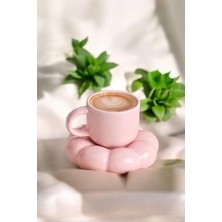 Naque Mithra Life 95 ml Papatya Şekilli Seramik Pembe Türk Kahvesi Fincan Takımı MIT1158