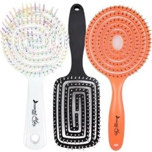 Naque Professional Üç Boyutlu Saç Fırçası Turuncu, Siyah ve Beyaz