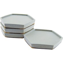 Naque Bubigo Beton Bardak Altlığı Gri Mantar Tabanlı 4'lü Set 11,5 x 10 x 1,5 cm BTNMS-2018208 Btg-76