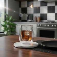 Naque Deconox Çift Cidarlı (Double Wall) Cam Bardak - 250 ml Isıya Dayanıklı Cappuccino, Çay ve Kahve Bardağı - El Yakmayan Modern Tasarım