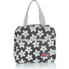 Naque Yemek Taşıma Çantası Sıcak ve Soğuk Termal Termos Mama Taşıma Çantası Kamp Piknik Soğutucu (Siyah Papatya), DYS1908