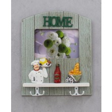 Özgürce Ahşap Anahtar Askısı ve Fotoğraf Çerçevesi, Duvar Organizer 27 cm