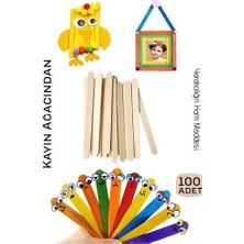 General Steril Ahşap Boyanabilir Oyun Çubukları 100 Adet  Pürüzsüz Dokulu  Dayanıklı 9 cm