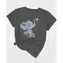 Nıgrum Pardus Minik Yavru Filin Kalp Baloncukları  Baskılı Kız Çocuk Yeni Sezon T-Shirt