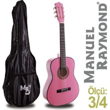 Manuel Raymond MRC87PNK 3/4 Boy Junior Klasik Gitar Seti| Pembe Renk, Çocuklar Için Uygun, Taşıma Kılıfı Hediyeli