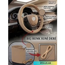 PINAXAR Kia Için Uyumlu Suni Deri (Bej) Renk Direksiyon Kılıfı (Dikmeli) Model