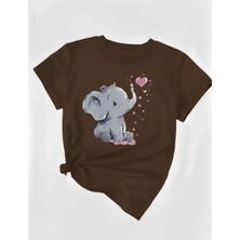 Nıgrum Pardus Minik Yavru Filin Kalp Baloncukları  Baskılı Kız Çocuk Yeni Sezon T-Shirt