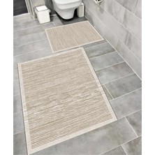 PremiumPort Yumuşak Dokulu, Su Emici ve Kaymaz Tabanlı 2'li Banyo Paspas Takımı