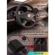 PINAXAR Suzuki Için Uyumlu Kırmızı Spor Dikiş Suni Deri Direksiyon Kılıfı ( Dikmeli )