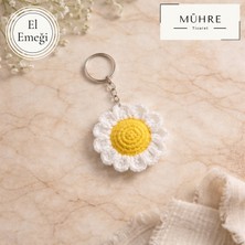 Mühre 1 Adet Papatya Detay Anahtarlık Charm El Emeği Amigurumi Örgü Hediyelik