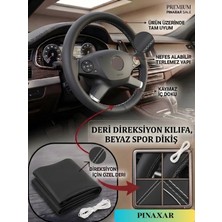 PINAXAR Land Rover Için Uyumlu (Beyaz) Spor Dikiş Suni Deri Direksiyon Kılıfı Dikmeli Model