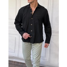 Modefendicom Tek Cepli Keten Yazlık  Oversize  Gömlek