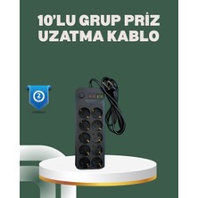 Zenvia Termal Koruma Sistemli USB Type-C 10’lu Grup Priz 2m 2500W Güç Kapasiteli ZNV-HBY3245