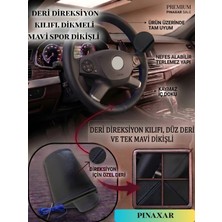 PINAXAR Togg Için Uyumlu Mavi Spor Dikiş Suni Deri Direksiyon Kılıfı (Dikmeli)