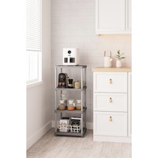 Urlove Gri 4 Katlı 33X40 Ekstra Geniş Düzenleyici Mutfak Banyo ve Kiler Rafı